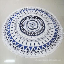 150cm diameter 200-300gsm 100% polyester printed round beach towel with tassels
